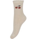Minymo Light Taupe Strømper Med Lettuce Hem 2-Pakning 23-26
