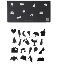 Design Letters Party icons til oppslagstavle 20 deler svart