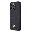 DKNY MagSafe-etui i lær med metallogo og mønster for iPhone 13 Pro / 13 - Svart
