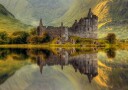 Scottish Castle Lake Reflection Plakat / 100x150