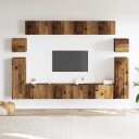  TV-skapsett 8 deler veggmontert gammelt tre konstruert tre 8721158760418