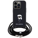 Karl Lagerfeld Crossbody Etui for iPhone 15 Pro Saffiano Monogram - Svart