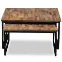 vidaXL Settbord salongbord 2 deler heltre gjennvunnet teak