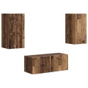  TV benksett Veggmontert 2 pcs Gammelt tre Konstruert tre