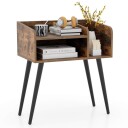 Nattbord sidebord med åpent rom sofabord med metallstøtteben 50 x 32 x 58 cm rustikk brun 1 stk.