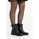 Bianco Biaharper Mid Calf Biker Boot Pull Up Leather - Black - 39