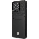 BMW Mobildeksel i Lær til iPhone 14 Pro Max 6,7" med Kortholder Svart