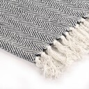 vidaXL Pledd bomull fiskebeinsmønster 160x210 cm marineblå