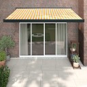 Uttrekkbar markise gul og hvit 3x2,5 m stoff og aluminium