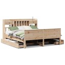 Seng med bokhylle uten madrass 180x200 cm heltre furu 8721158383518