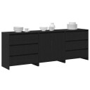  Serviesskap 3 pcs Svart 70 x 41 x 75 cm Konstruert tre