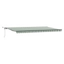 Automatisk Uttrekkbar Markise med LED Grønn og Hvit 600x300 cm  Markise Erstatningsstoff for 6x3 m Ramme Grønn og Hvit