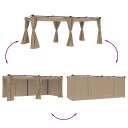  Paviljong med gardiner gråbrun 6x3 m stål 4003922