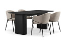 Bark Kopparbo Spisebord 180 240 cm Uttrekkbart med 4 Filip Spisestoler   Svart / Taupe Bouclé