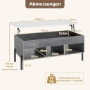 Justerbart salongbord med løfteplate oppbevaring grått 100x50x45/59 cm
