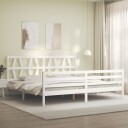 vidaXL Sengeramme med hodegavl hvit 200x200 cm heltre