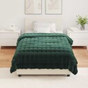  Faux kaninullteppe 4 pcs Mørkegrønn 130 x 150 cm Polyester