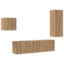  TV skap Veggmontert 4 pcs Artisan Eik Konstruert tre