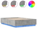  Sengeramme med LED-lys betonggrå 150x200 cm konstruert tre 8721012273429