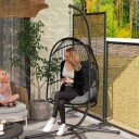 Hengestol hengekurv med pute polyrattan huske utendørs innendørs sammenleggbar hengestol lastekapasitet opp til 150kg hengende h