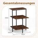 Rustikk brunt sidebord med 3 etasjer og åpne hyller