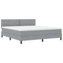 Box Spring Seng med Madrass & LED Lys Grå 180x200 cm Stoff
