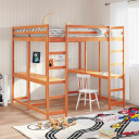  Køyeseng med skrivebord og stige voksbrun 160x200cm heltre furu 8721102803697