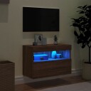 vidaXL Vegghengt TV-benk med LED brun eik 60x30x40 cm 8721012257795