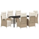  7-delt hage spise sett beige poly rotting