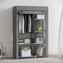 Garderobestoffskap med klesstang 6 rom sammenleggbar garderobe i fleecelook sammenleggbar skap for soverom gang mørkegrå 1