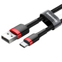 Baseus Cafule USB-A til USB-C Kabel 1m 3A Rød/Svart