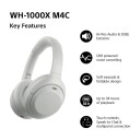 Sony WH-1000XM4C trådløse over-ear hodetelefoner med adaptiv støyreduksjon i sølv