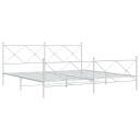  Sengeramme i metall med hode- og fotgavl hvit 193x203 cm 8721012374591