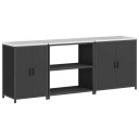  Kjøkkenoppbevaringssett med hylle 3 pcs Svart 240 x 50 x 92 cm