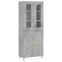 vidaXL Highboard betong grå 69,5x34x180 cm konstruert tre 8720845476199
