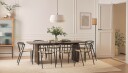 Richeto spisebord 240 cm med 8 Winston spisestoler - Røkt eik / Beige / Metallben svart