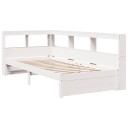  Seng med bokhylle uten madrass hvit 90x200 cm heltre furu