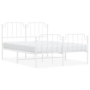 vidaXL Sengeramme i metall med hode- og fotgavl hvit 150x200 cm 8721012212657