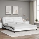  Sengeramme med LED-lys hvit og svart 180x200 cm kunstig lær 8721012356696