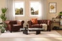 Chesterfield Lyx 2 seter Dyp sofa kunstskinn   Mørk brun PU