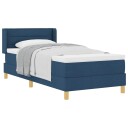  Box Spring Seng med Madrass Blå 90x200 cm Stof