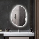 Baderomsspeil med belysning 70x50 cm LED speil med berøringsbryter 3 lysfarger asymmetrisk baderomsspeil med antidugg & minnef