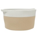  Oppbevaringskurv beige og hvit Ø40x25 cm bomull