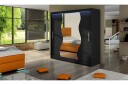 Douglas Garderobe 180x57x215 cm - Svart|Speil|Led-Belysning