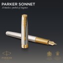 Parker Sonnet Fountain Pen  Sølv Mistral  Fine Nib  Gift Box