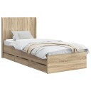 vidaXL Sengramme med oppbevaring og hodegavl Sonoma eik 75 x 190 cm