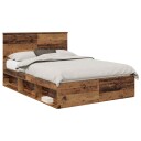  Sengestamme med hodegjerde Gammelt tre 140 x 190 cm Massiv furu