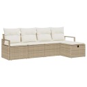  Hagesofa Set 5 pcs beige og krem 230 x 117 x 85 cm Poly rattan