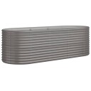 vidaXL Plantekasse pulverlakkert stål 224x80x68 cm grå