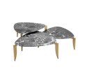 Reggioni settbord brushed brass finish grey marble